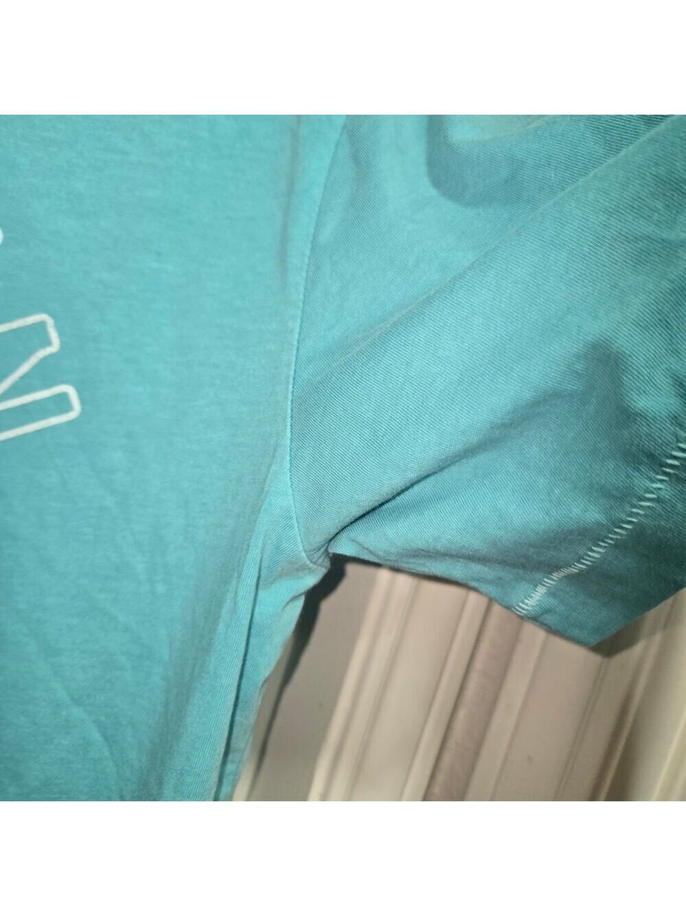 American Eagle Super Soft Logo Tee Mens M Teal Wave Graphic - Picture 9 of 12
